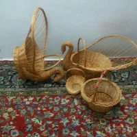 سبد حصیری بزرگ ۴ عدد طرح قو