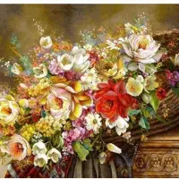 نخ و نقشه گل و گلدان سبد
