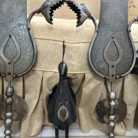 دو جفت تیغه علامت دو جفت حیوان علم طلا نقره کوب|کلکسیون اشیاء عتیقه|تهران, نیروی هوایی (پیروزی)|دیوار