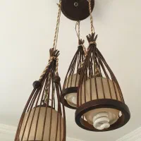 لوستر چوبی کلاسیک ۵شعله|لوستر و چراغ آویز|ابهر, |دیوار