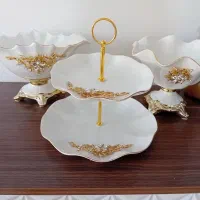 ظروف پذیرایی و دکوری ۳ تکه چینی وارداتی