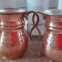 دو عدد لیوان مسی کار شده مس زنجان