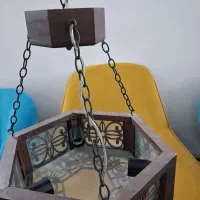 لوستر چوبی سه شعله