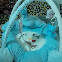 تشک بازی و سرگرمی نوزاد آبی رنگ با عروسک آویز
