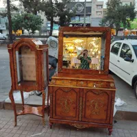 آینه کنسول و میز تلوزیون معرق دو درب الیزا برنزکوب