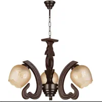 لوستر سه شعله چوبی