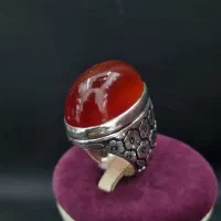 انشگتر نقره/عقیق/مالاکیت/دست ساز