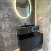 روشویی کابینتی مدل gsf درب بامبو مشکی طوسی سفید