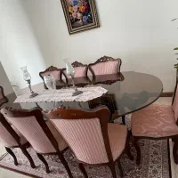 مبل نه نفره و ناهار خوری هشت نفره چوب گردو|مبلمان خانگی و میز عسلی|لواسان, |دیوار