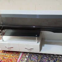 میز تلویزیون چوبی شیشه ای