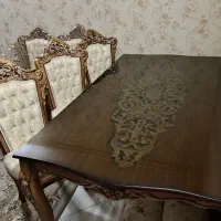 میز و صندلی ناهارخوری۸ نفره منبت با چوب راش
