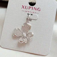 پلاک ژوپینگ پاپیون نگینی نقره‌ای / درخشش دخترانه