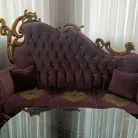 مبل نیم استیل هفت نفره بادو میزبان دو میز عسلی