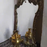 آینه قدیمی هفت تیکه برنجی وسماورذغالی برنجی|آینه|مشهد, هفت تیر (نه دره)|دیوار