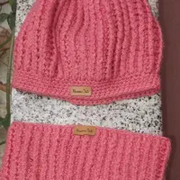 کلاه بافتنی و گردنی دخترانه زنانه