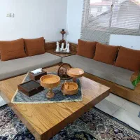 مبل راحتی ۹ نفره ال و راسته با میز بزرگ