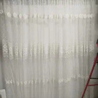 پرده سالم توری گلدار|پرده، رانر، رومیزی|نشتارود, |دیوار