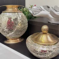 گلدان و شکلات خوری وارداتی جنس برنج ایینه کاری