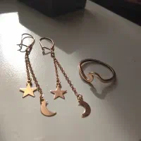 گوشواره و انگشتر مینی‌مال طلا