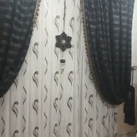 پرده پذیرایی شیک با شال قهوه ای پررنگ قیمت مناسب