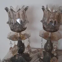2عدد شمعدانی و یک عدد شکلات خوری کریستال