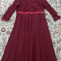 پیراهن زنانه زرشکی حریر اصل