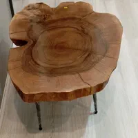 میز جلوی مبلی چوبی (چوب گردو)با پایه فلزی