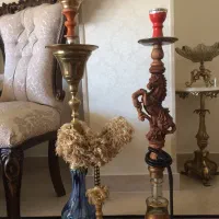 قلیان برنجی و چوبی