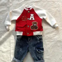 عیدانه ست بولیز شلوار لی اصل بچگانه نوزادی(خارجی)