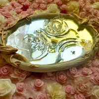 سینی آینه گنجشکی کلکسیونی پینترستی کرم طلایی باران