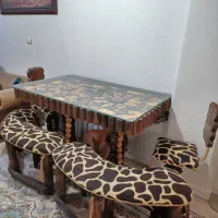 میز نهارخوری مدل چوبی روستیک طرح جنگلی ۶ نفره|میز و صندلی غذاخوری|تهران, مجیدیه|دیوار