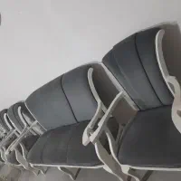 مبلمان چوبی رنگ چوب سفید پارچه طوسی ۹ نفره