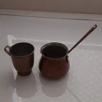 قهوه جوش یا شیر جوش مسی با لیوان مسی