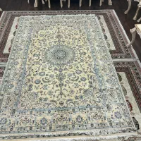 دوتخته فرش 6 متری دست بافت گل ابریشم کاشان