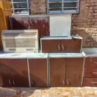 کابینت فلزی با هود و سینک دوقلو سالم و تمیز|آب‌چکان و نظم‌دهنده ظروف|دزفول, |دیوار