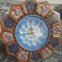 ساعت دیواری خاتم کاری صفحه مینا کاری خورشیدی مرغ
