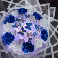 دسته گل پروانه ای چراغ دار تولد سورپرایز خاستگاری|گل مصنوعی|مشهد, شهید معقول|دیوار