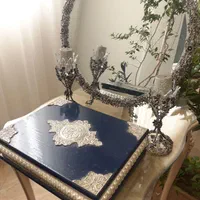آینه شمعدان برنج خالص گلریزباآبکاری نقره کاردست ۶م|صنایع دستی و سایر لوازم تزئینی|مشهد, هفت تیر (آب و برق)|دیوار