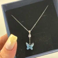 گردنبند سواروسکی اصلی مدل پروانه‌ای نقره