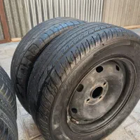 ۷ حلقه رینگ و لاستیک ۱۴ / ۲۰۵ ۴ عدد قالپاق اسپرت|قطعات یدکی و لوازم جانبی|تایباد, |دیوار