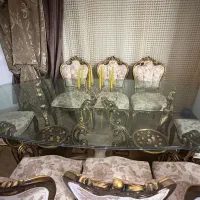 مبل استیل نه نفره به همراه دکور و میز