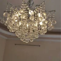 دو عدد لوستر کریستال برنز