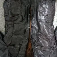 کاپشن چرم قهوه‌ای تیره