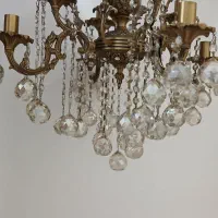 لوستر برنز آنتیک با دیوارکوب ست|لوستر و چراغ آویز|همدان, |دیوار