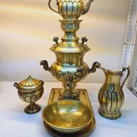 سماور زغالی استکانی با سرویس تمام برنج