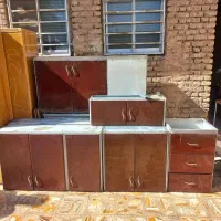 کابینت فلزی با هود و سینک دوقلو سالم و تمیز|آب‌چکان و نظم‌دهنده ظروف|دزفول, |دیوار