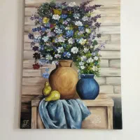 نقاشی رنگ روغن طرح گل|تابلو، نقاشی، عکس|خرمآباد, |دیوار