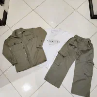 پیراهن پسرانه ۳ تکه با شلوار کارگو