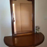 آینه و کنسول نیم دایره  چوب