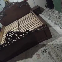 تخت خاب دونفره چوب روس بهترین چوب خیلی تمیز نو|تخت و سرویس خواب|نیشابور, شهرک رسولی|دیوار